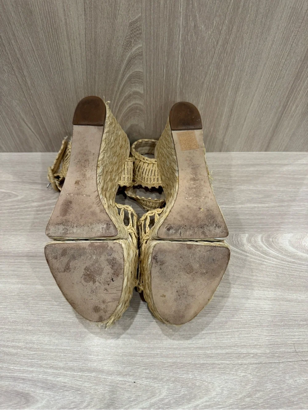 Paloma Barcelo Beige Woven Espadrille Wedge Sandals